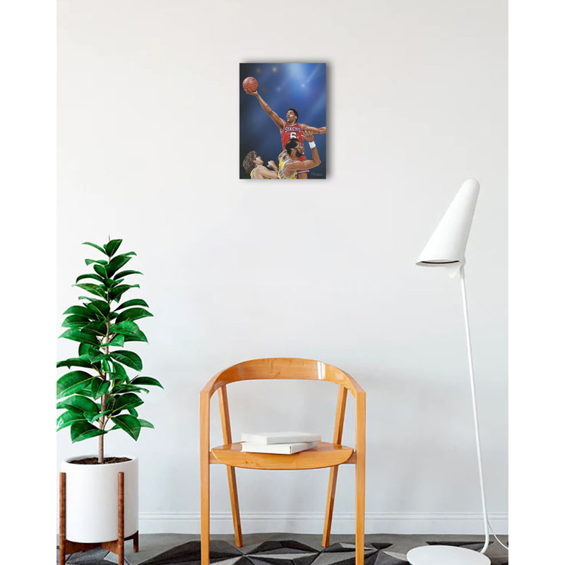 Reproduction d'art sur toile tendue, "Dr. J Going to the Rim" par Darryl Vlasak, H 16 po x l 12 po x P 1,5 po