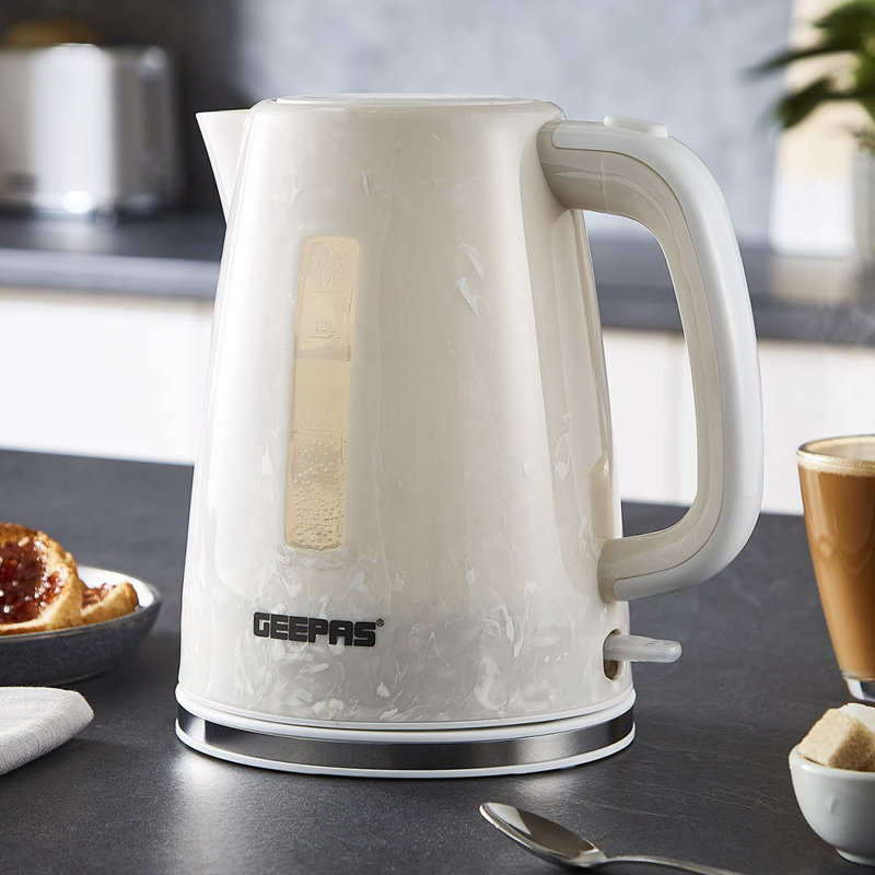 GEEPAS 1.7L Electric Kettle | Premium Kettle with 360 Rotational Base, Cordless | Concealed Heating, Strix Controller | Space Saving Cord Storage & LED Indicator | 2 Year Warranty 2200W Skye