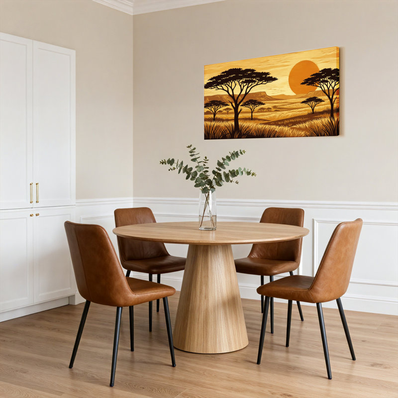 Ensemble de 1 tableau sur toile représentant un coucher de soleil sur la savane africaine, 3216