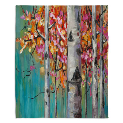 Couverture sherpa doux bouleau tree 1