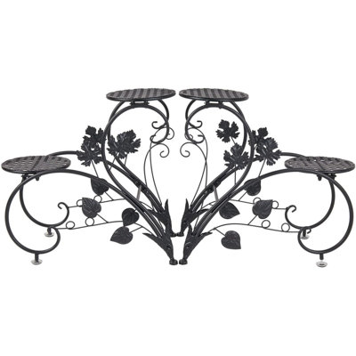 Plant Stand Heart Shaped: Set Of 2 Metal Flower Racks Potted Iron Planter Display Shelves Holder For Patio Garden Entryway Home Decors (Black)