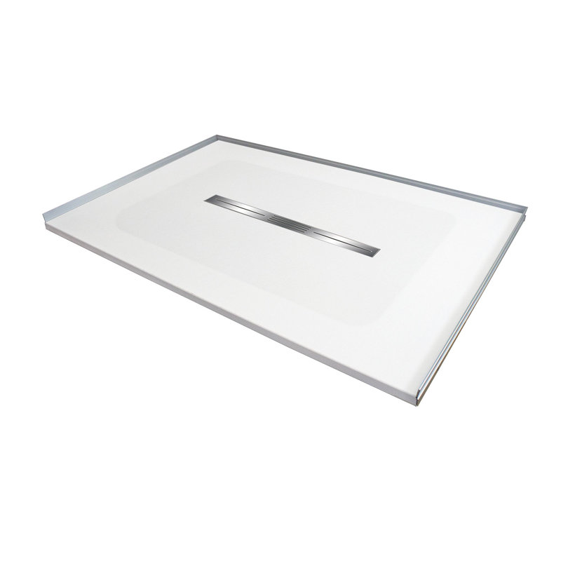 Transolid Trimslate 48-in x 36-in Zero Threshold Shower Base with Center Drain, White