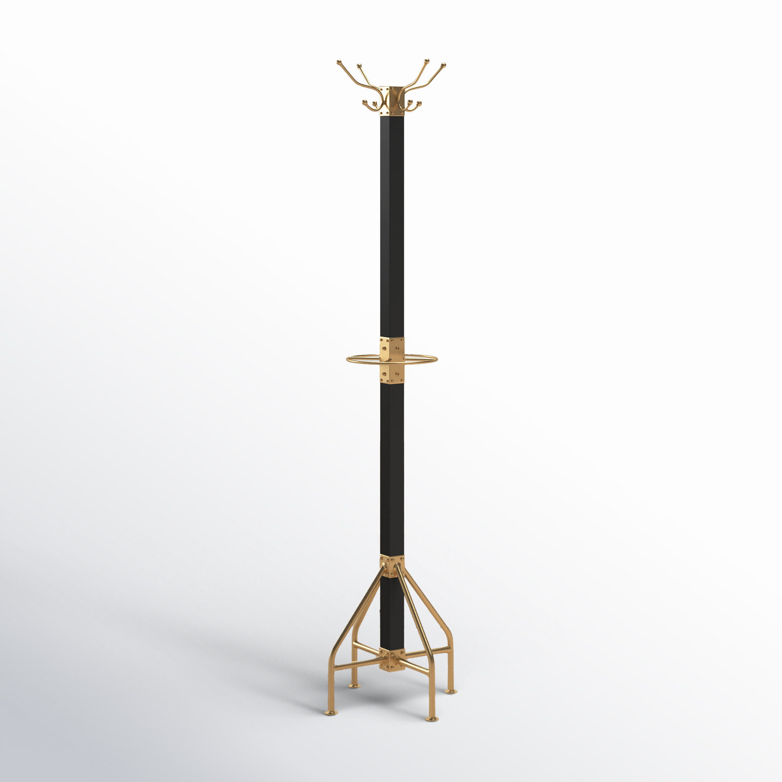 Donan 8 - Hooks Freestanding Coat Rack, Black/Gold