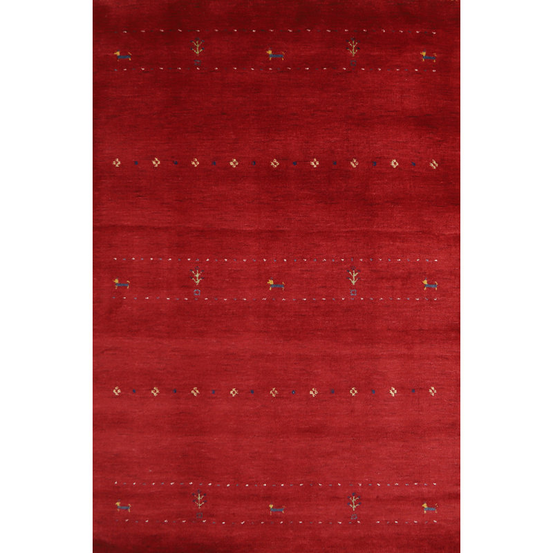 Tapis oriental en laine rouge fait à la main Gabbeh 4 x 6