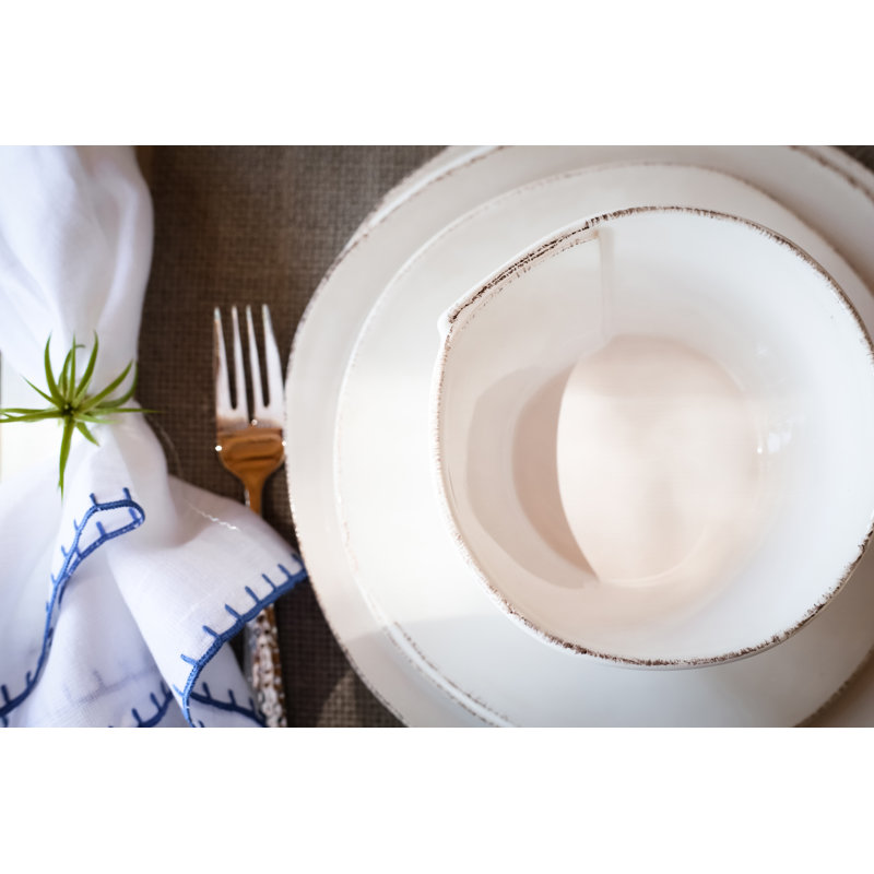 Lastra Handmade Italian Stoneware Dinner Plate, White