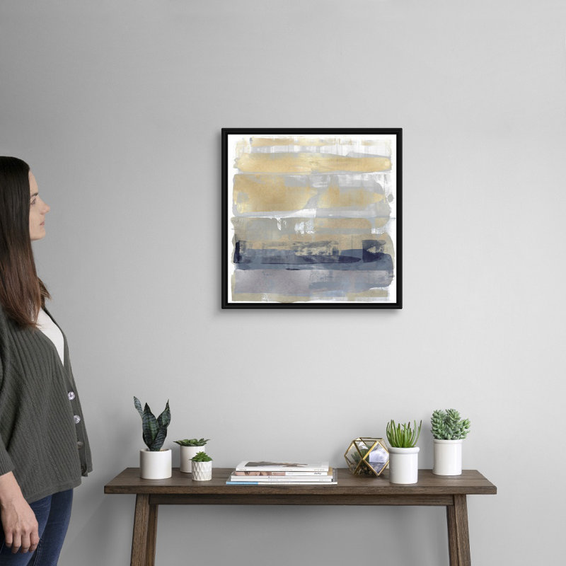 Reproduction d’art sur toile, "astract expressions or" par David Moore, Cadre noir, H 22 po x l 22 po x P 1,75 po
