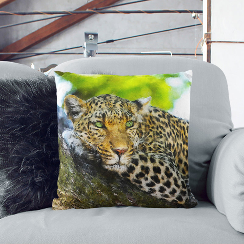 Leopard Vol.2 Square Throw Cushion, Stone, 40cm H x 40cm W x 15cm D