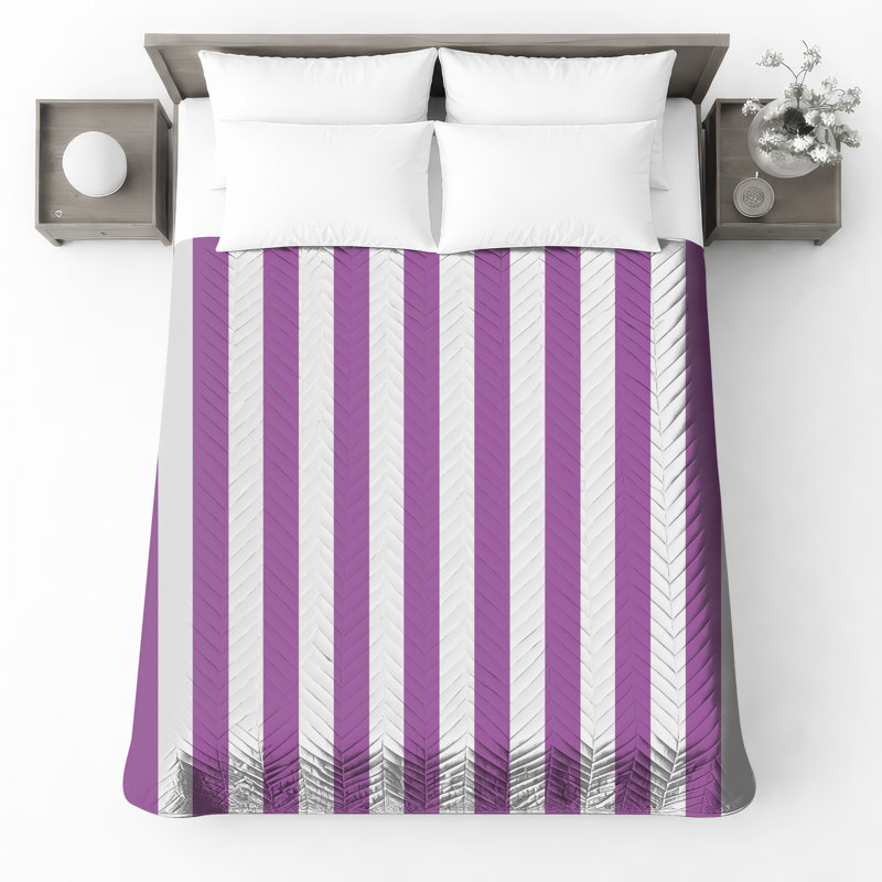 Purple Vertical Stripes Bedding Stripes Bedspread Pattern, Full / Double