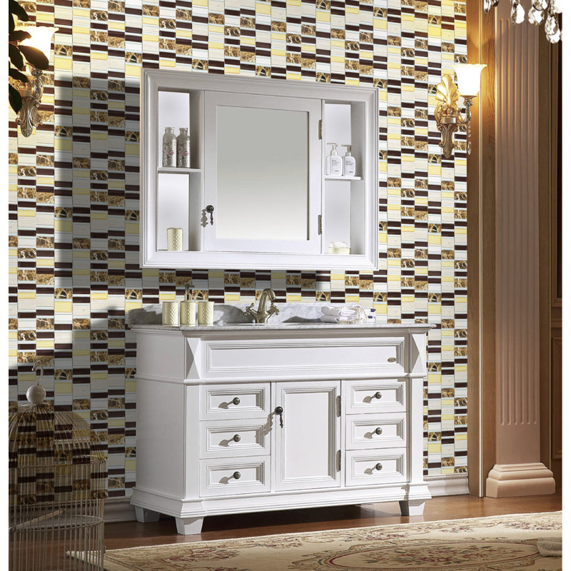 Tallia Stone Tile, Mahogany/Gold
