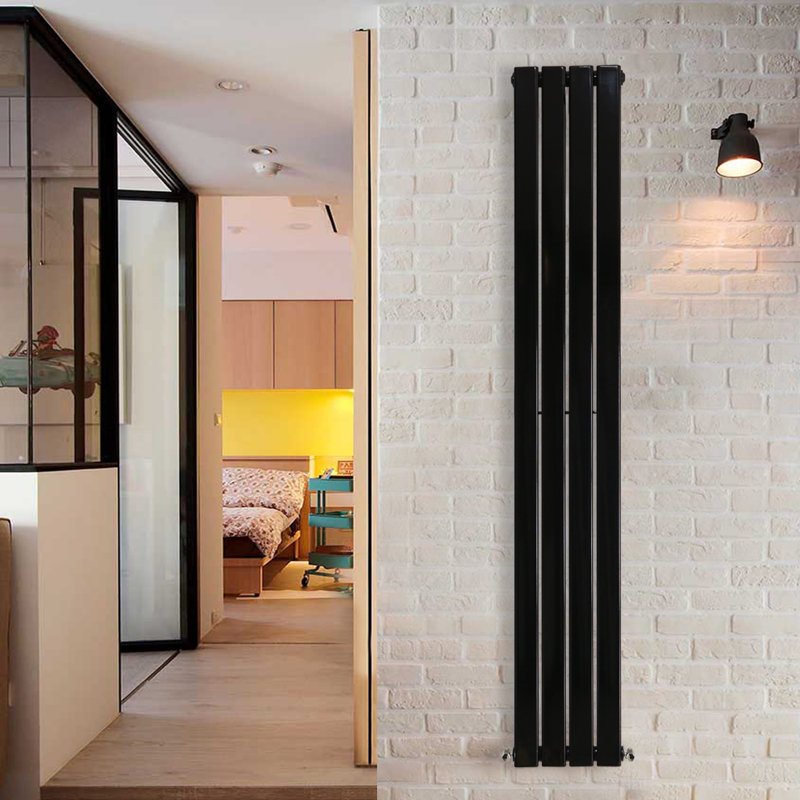Shonnard Vertical Single Flat Panel Radiator, Normal Black, 180cm H x 27.2cm W