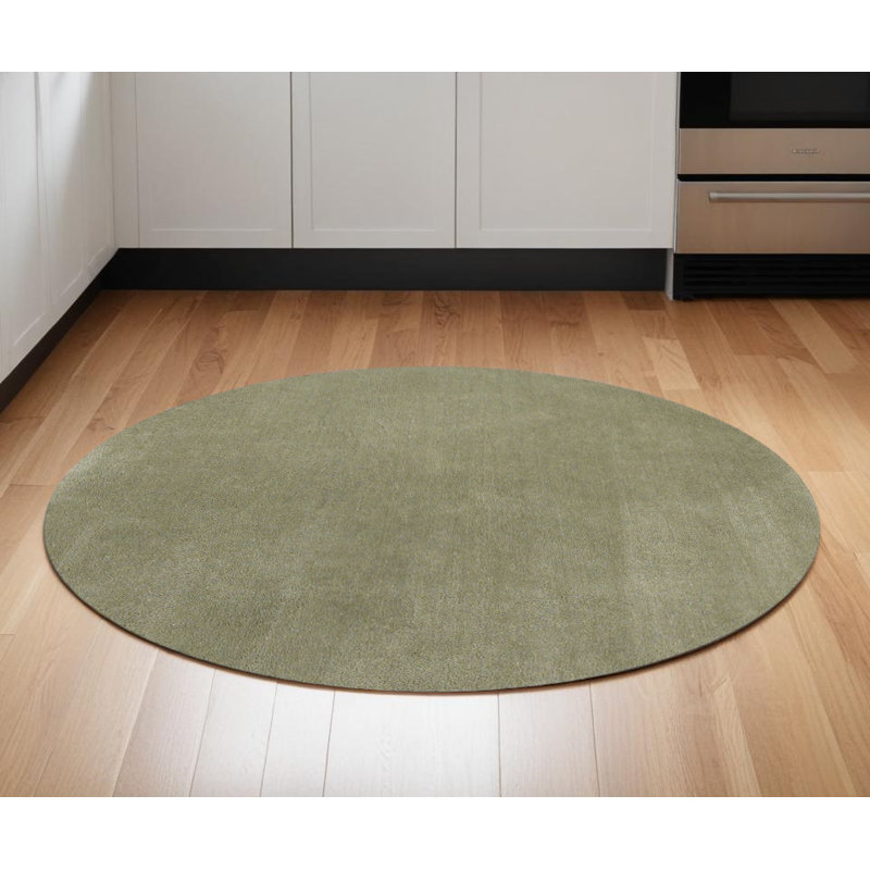 Tapis à poil long d'intérieur vert sauge, Rond 6 pi