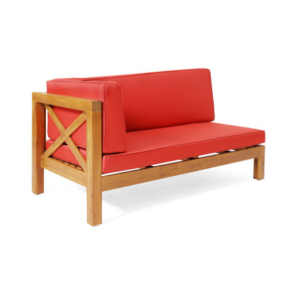 Left Corner Bench, Red - Wood With Water- Cushions For A Charming Coastal Cottage Bench Construction Seat And Stylish