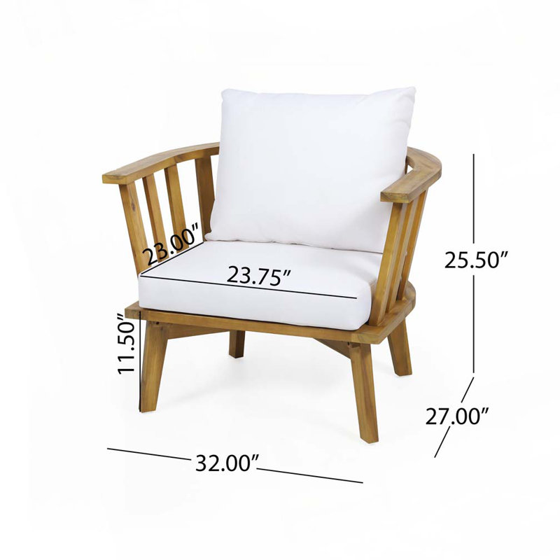 Fauteuil club d'extérieur en bois d'acacia