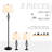HOMCOM 3 Piece Table Floor Lamp Set with Metal Pole, Round Base, and Fabric Lampshade, for Living Room, Black/White