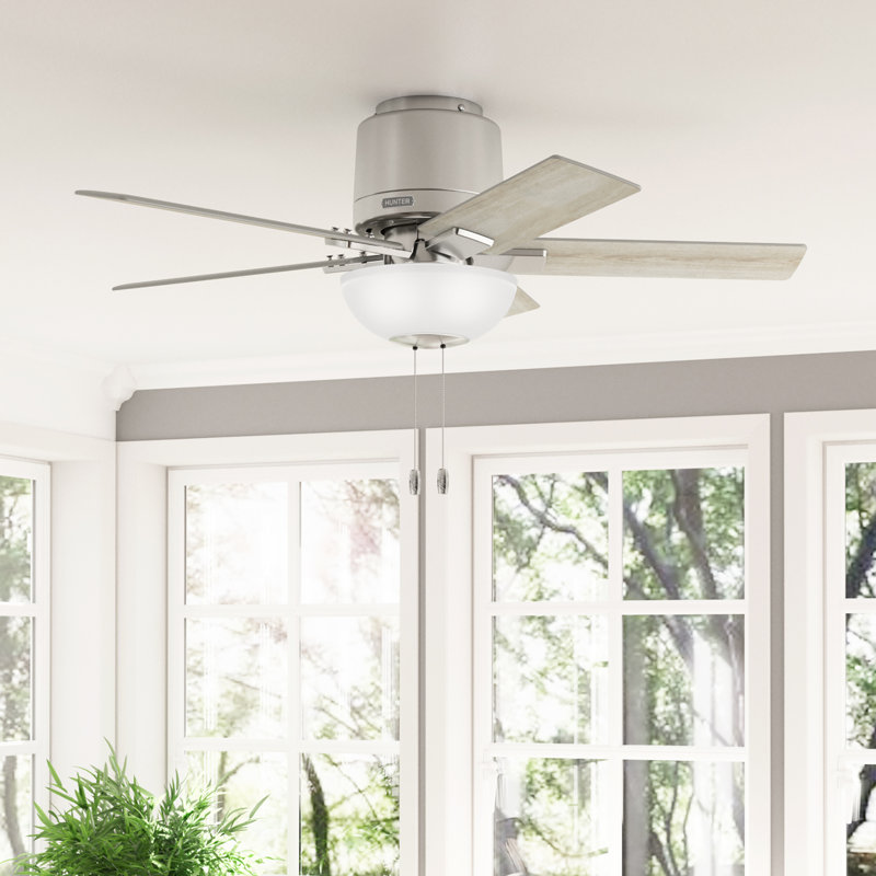 44" Fitzgerald 5 - Blade Low Profile Ceiling Fan With LED Light Kit And Pull Chain, Brushed Nickel
