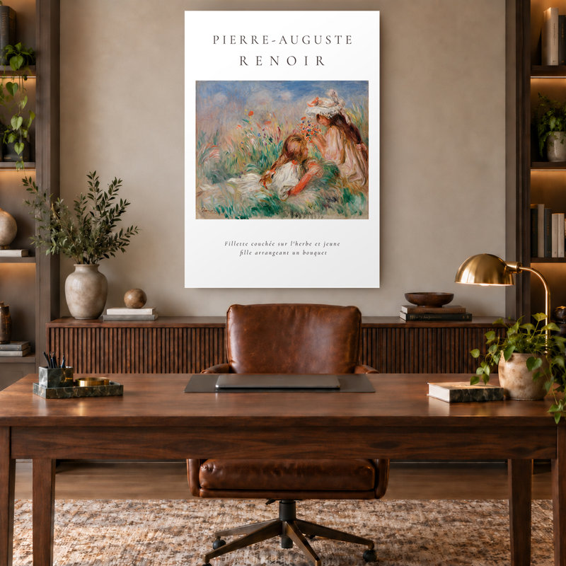 «Renoir Impressionist Meadow Girls», affiche sur toile, H 45 po x l 30 po