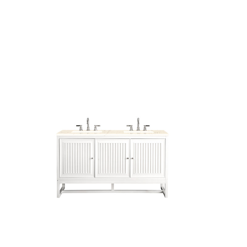 Athens 60'' W  W Double Vanity, Ethereal Noctis, Glossy White, 8" Widespread