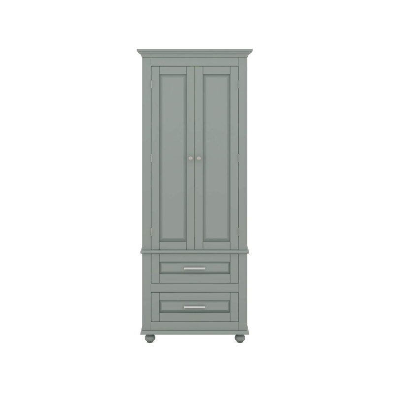 Armoire de rangement haute avec deux tiroirs, Gris