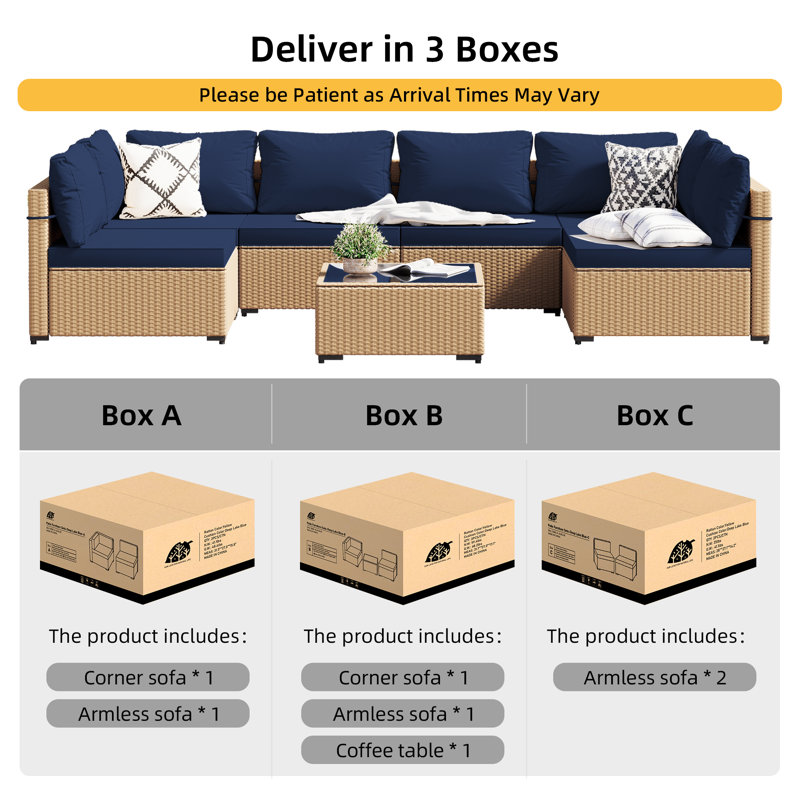 Forksville 6 - Person Modular Patio Conversation Set with Cushions