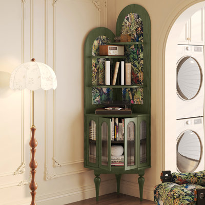 Armoire de coin en bois massif vert