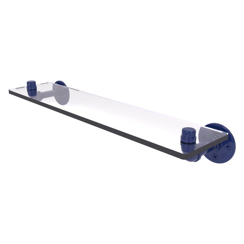 Tablette en verre de la collection Pipeline P, H 3,5 po x l 22 po x P 5,6 po, Bleu méditerranéen