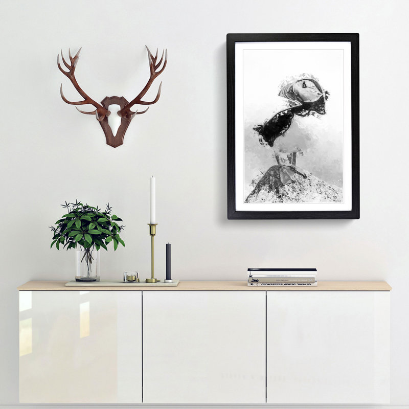 The Atlantic Puffin Bird in Abstract - Picture Frame Graphic Art Print, Black Framed, 87cm H x 62cm W x 2cm D
