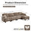 Canapé en forme de L en chenille avec 4 coussins, repose-pieds mobile et garniture capitonnée matelassée de conception ergonomique, canapé à assise profonde facile à assembler pour le bureau du salon, appartement, brun-1065213123-1065213127