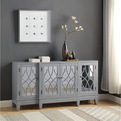 Antique Gray Finish Console Cabinet