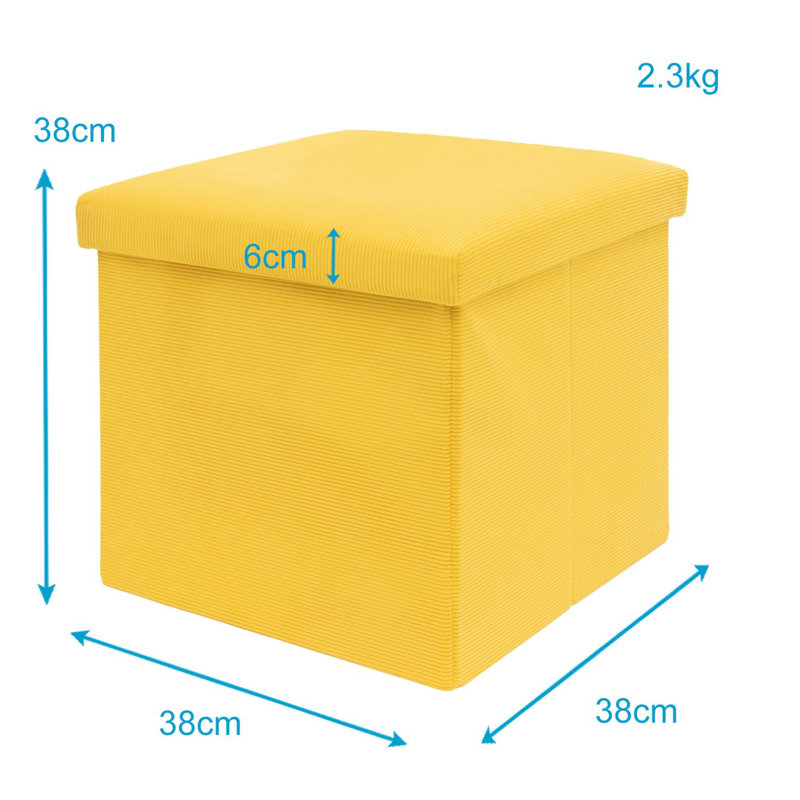 Rowel 38cm Wide Square Footstool Ottoman with Storage, Yellow