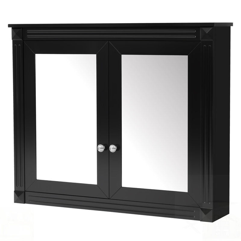 Armoire de rangement murale pour salle de bain avec 2 miroirs et tablettes réglables, conception moderne et peu encombrante pour une organisation et un style améliorés.