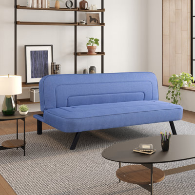 SertaIvy 66.1" Convertible Futon Sofa, Modern Channel Tufted, Woven Polyester Fabric by Serta