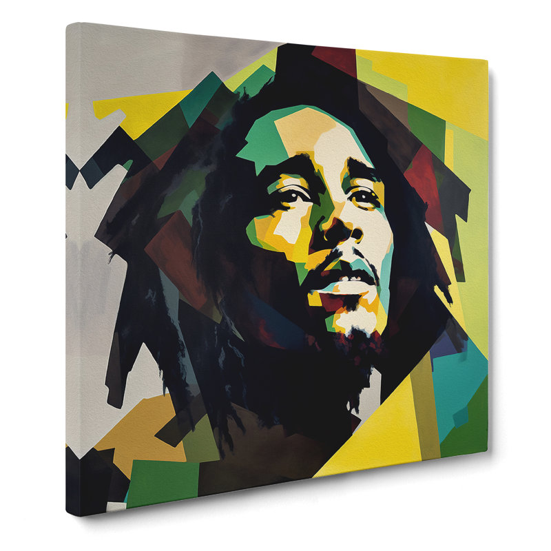Bob Marley Suprematism - Wrapped Canvas - Framed Print, 35cm H x 35cm W x 3cm D
