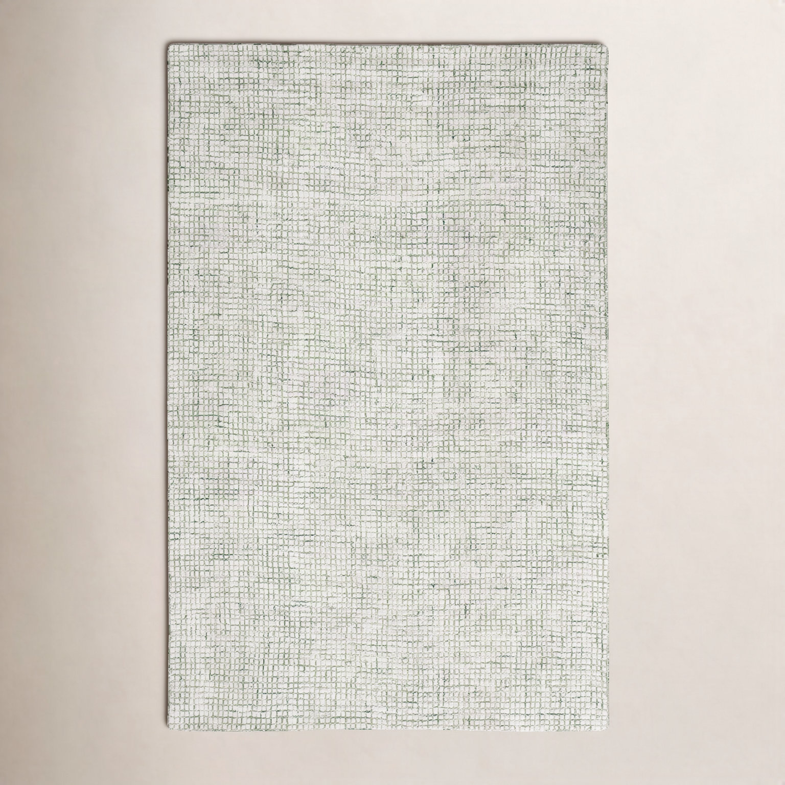 Rowe Ivory Green Hand-Tufted Abstract Rug, Square 4'