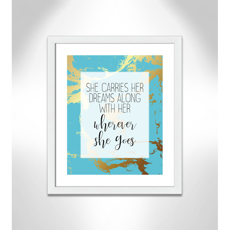 «Whereever she goes», art encadré, Cadre blanc, H 26,5 po x l 22,5 po x P 0,63 po