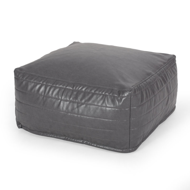 Repose-pieds rectangulaire en similicuir Bambo, gris