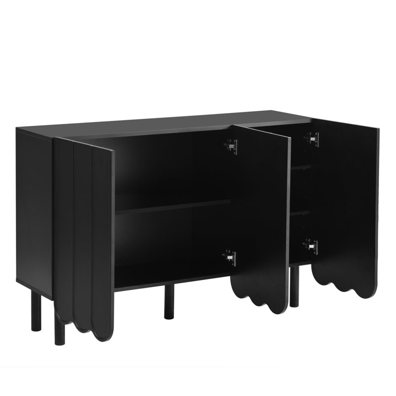 Buffet noir avec tablettes réglables, solide pour l'ameublement stable de décoration de cuisine