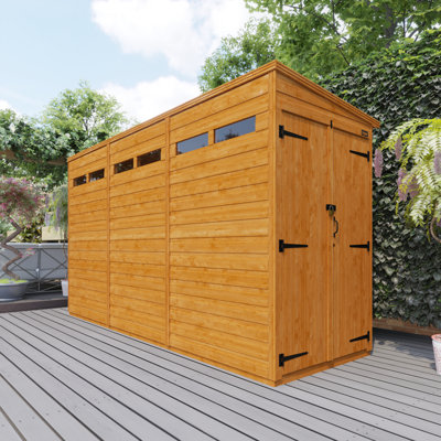TigerFlex® Modular Buildings 12 ft. W x 4 ft. D Solid Wood Shiplap Pent Garden Shed