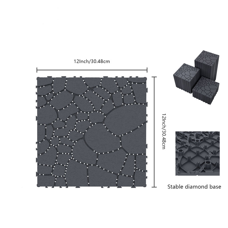 30.5cm L x 30.5cm W Plastic Interlocking Deck Deck Tile Kit, Grey