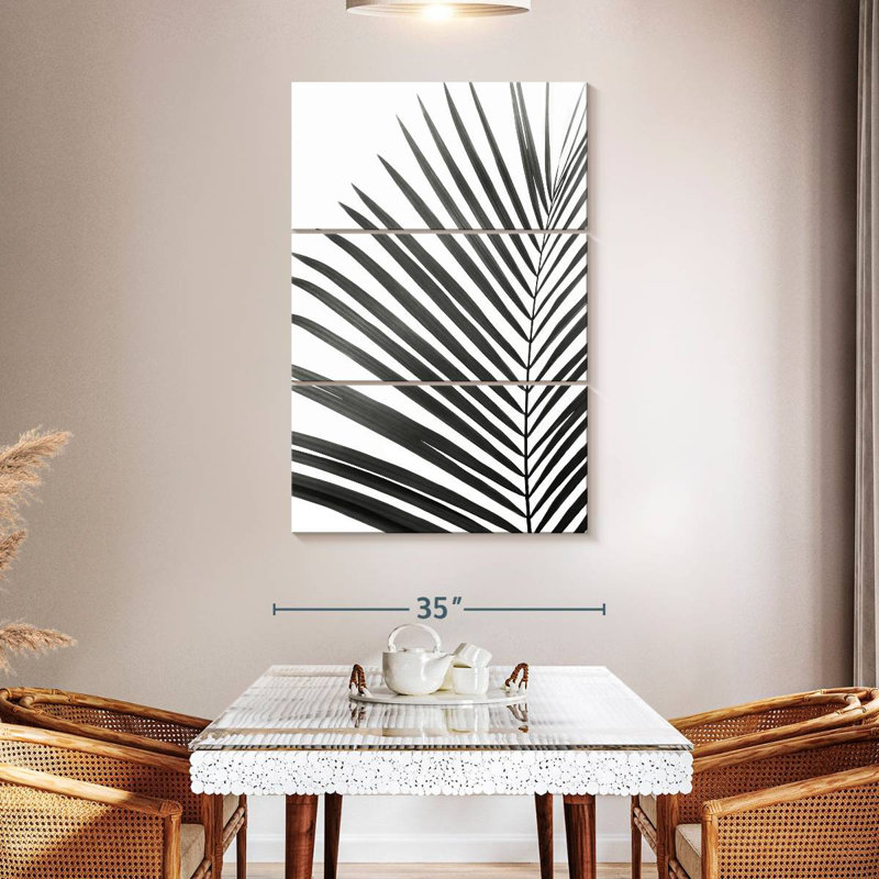 Harnek Palm Leaf In Black And White, 50" H x 32" W
