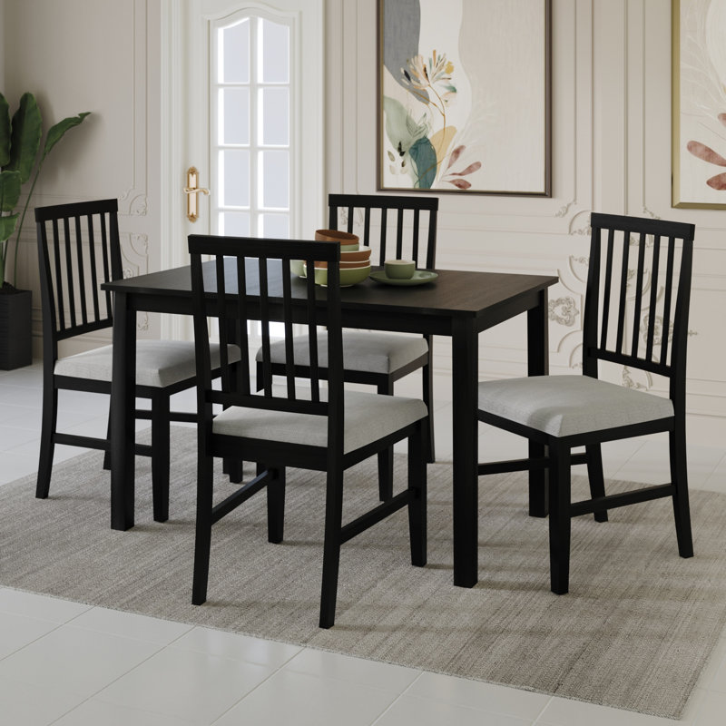 Ensemble de salle à manger Nivens, 5 pièces: table, 4 chaises, Noir, noir, noir, noir