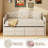 Daybed With Trundle, Daybed With 2 Storage Drawers, Wooden Sofa Bed With Upholstered Button Tufted Backrest For Living Room, Bedroom, Guest Room-1246872344