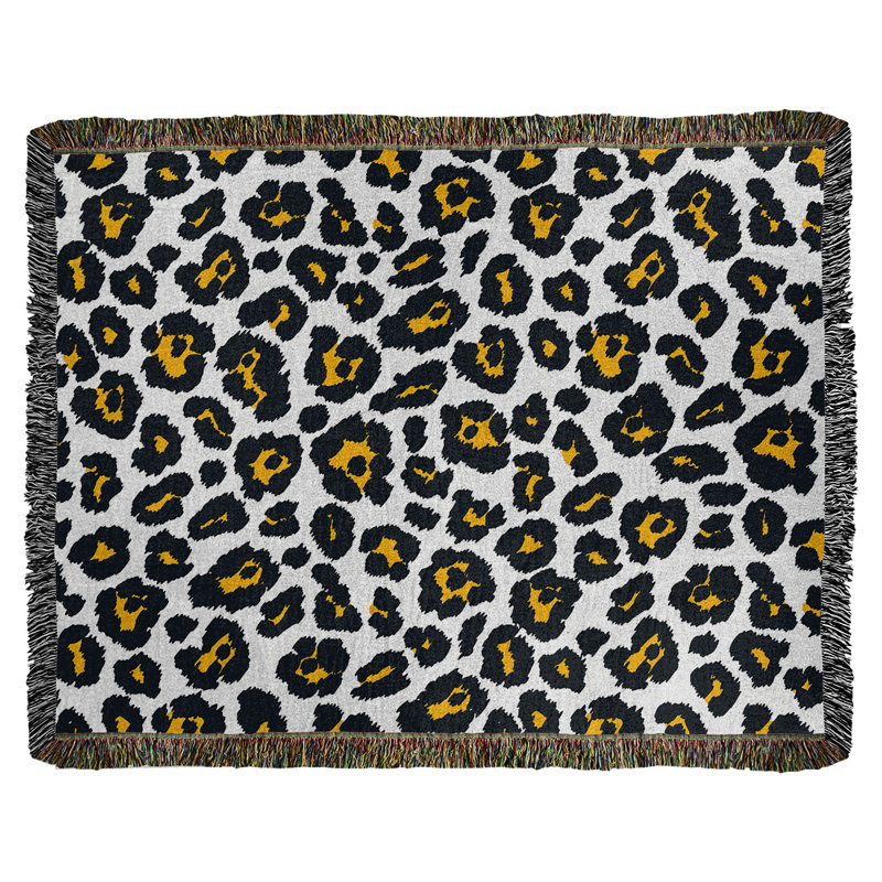 Hand Woven Throw Blanket, White/Black/Yellow, 60" x 50"