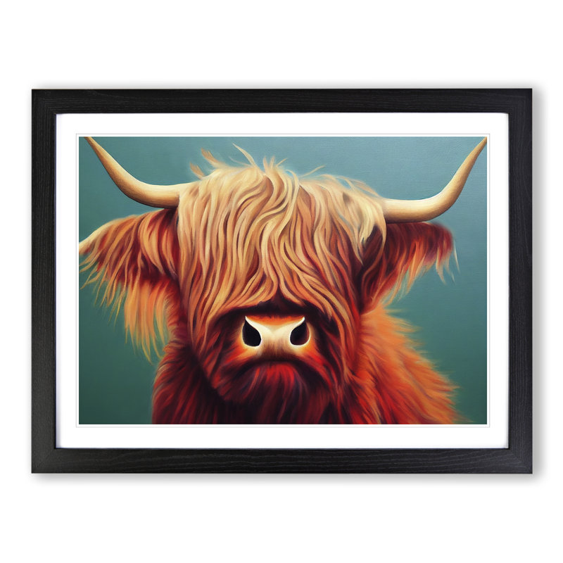 Highland Cow Portrait Vol.1 - Single Picture Frame Print, 25cm H x 34cm W x 2cm D, Black
