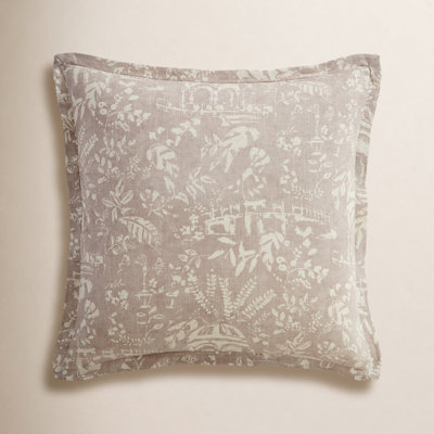 Genoa Washed Linen Blend, Botanical Garden Pavillion Print, Updated Classics Euro Sham, 27x27 inch