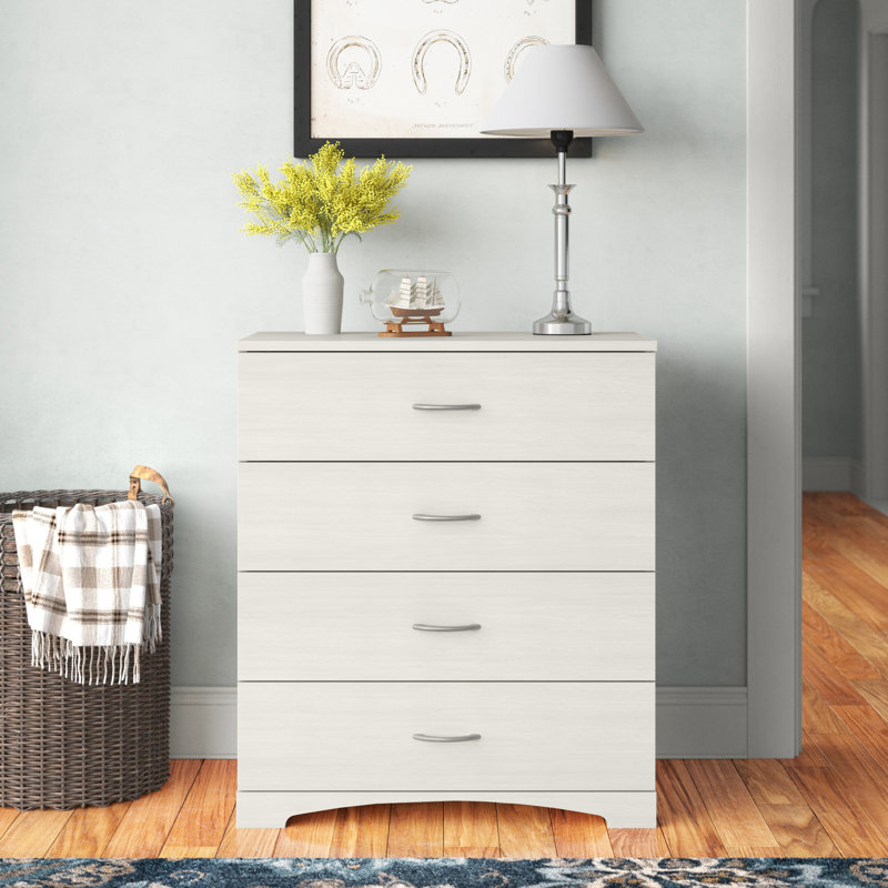 Commode à 4 tiroirs l 31 po Poulson, Blanc vintage