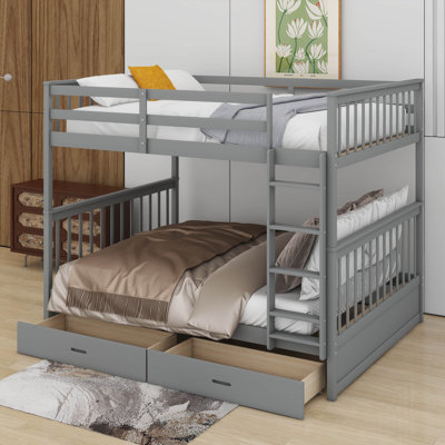 Full-Over-Full Bunk Bed With Ladder And 2 Drawers