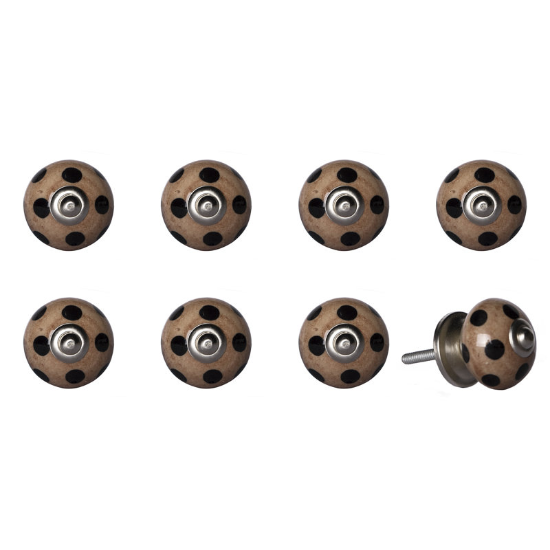 Set of Eight Brown And Black Ceramic And Metal Drawer Pull Knobs