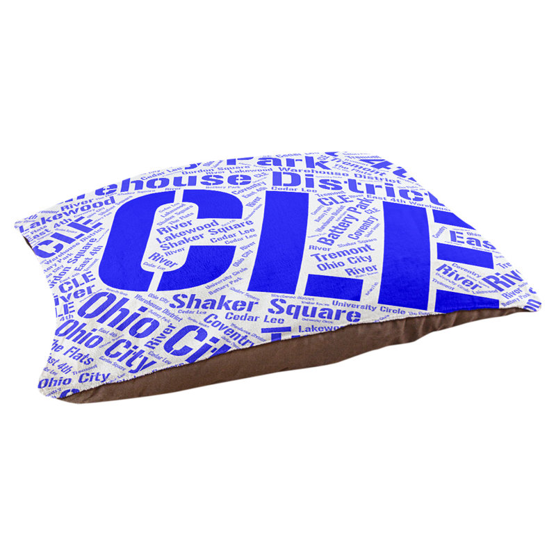 Coussin de chien « districts », Cleveland, Grand (l 40 po x P 30 po x H 14 po), Bleu