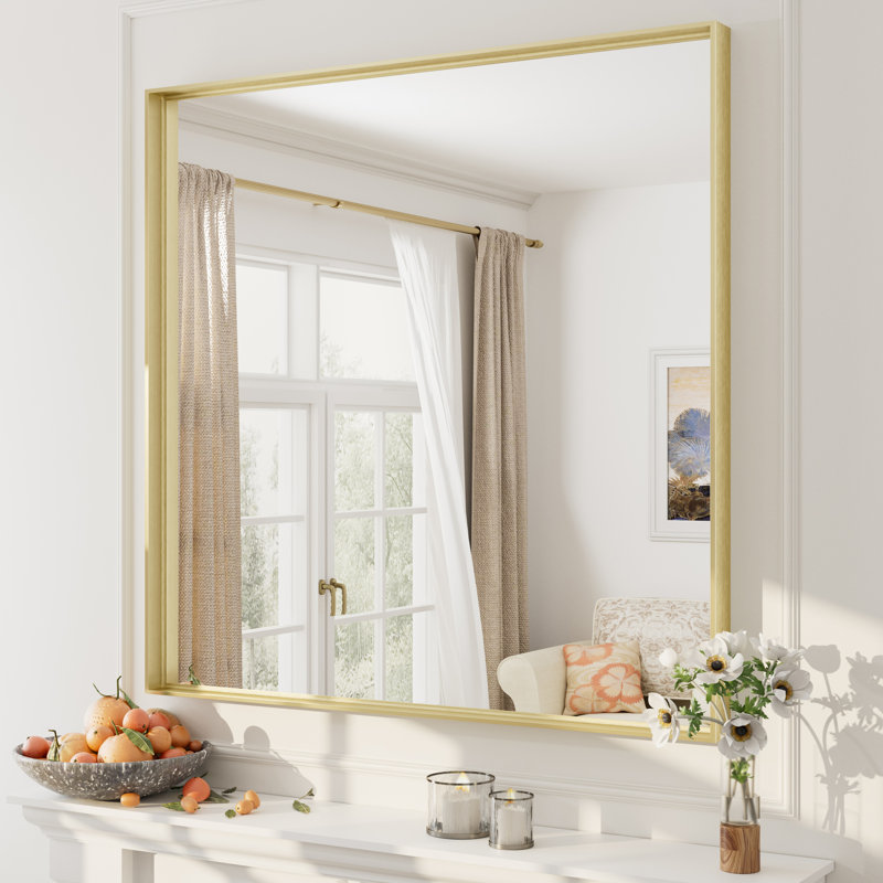 Miroir mural Aevar, 36 po x 36 po, Or brossé