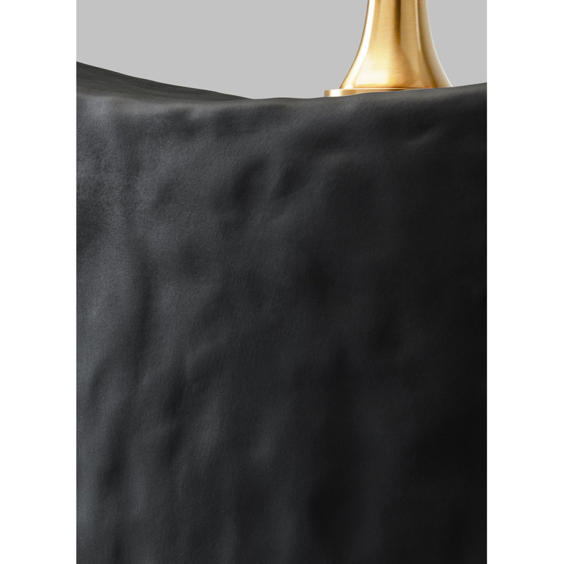 Rough Black Ceramic Table Lamp with White Linen Shade